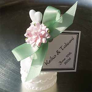 Bubbles in Wedding Cake Bottle with Personalized Tag, Satin Ribbon and Decorative Embellishment - Assembled For You